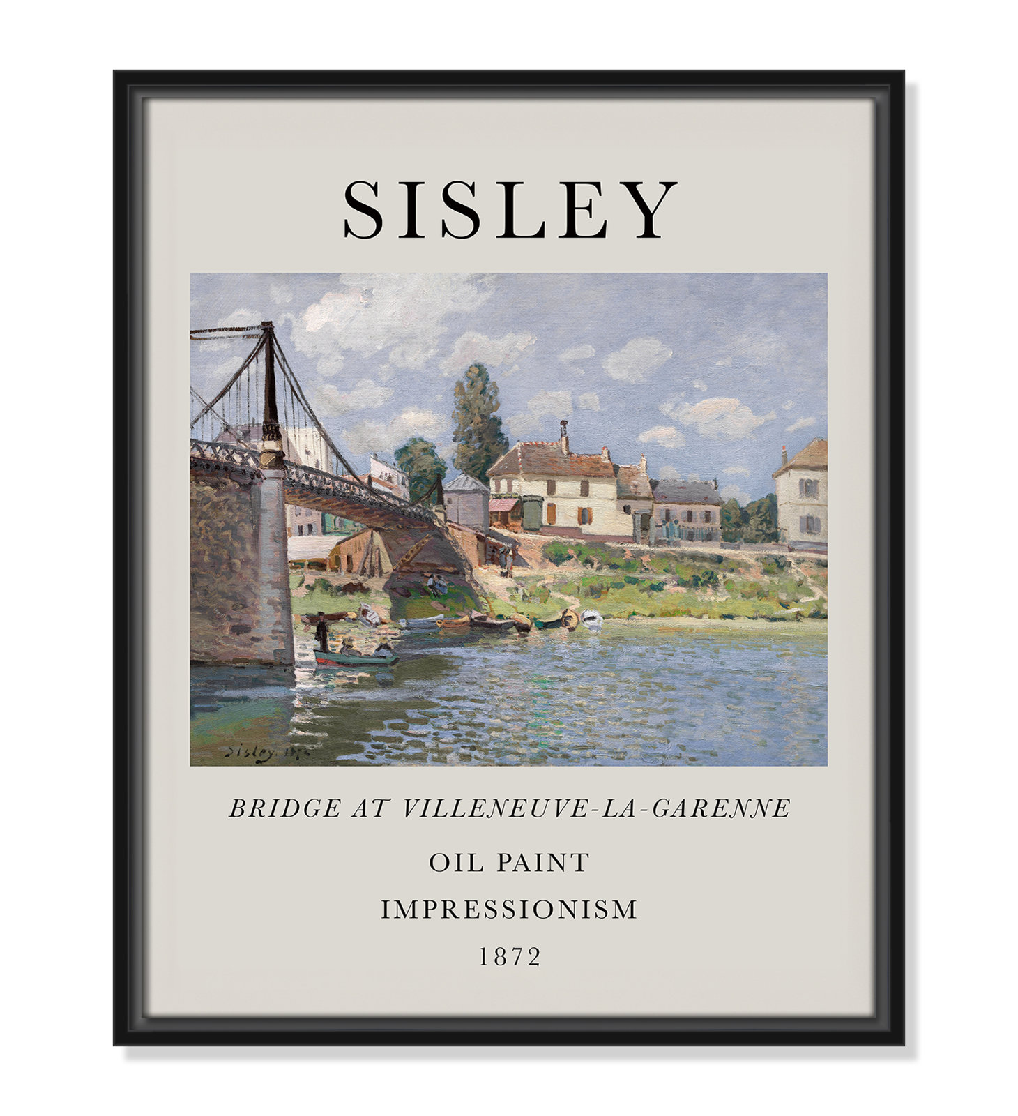 Old Masters Collection "The Bridge at Villeneuve" Print, No, 21.5" H x 17.5" W x 2" D, Black Floater Frame