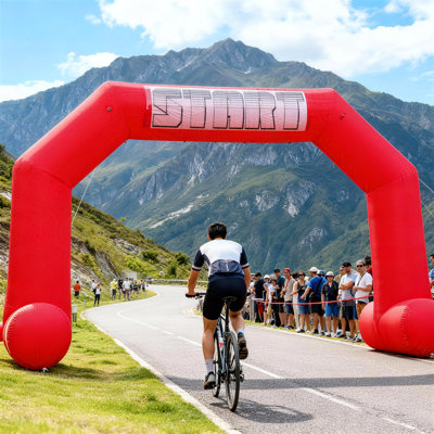 20FT Inflatable Archway with Built-in Blower, Hexagon Start Finish Line Arch for Marathons, School Events, Festivals & Brand Promotions (Red)