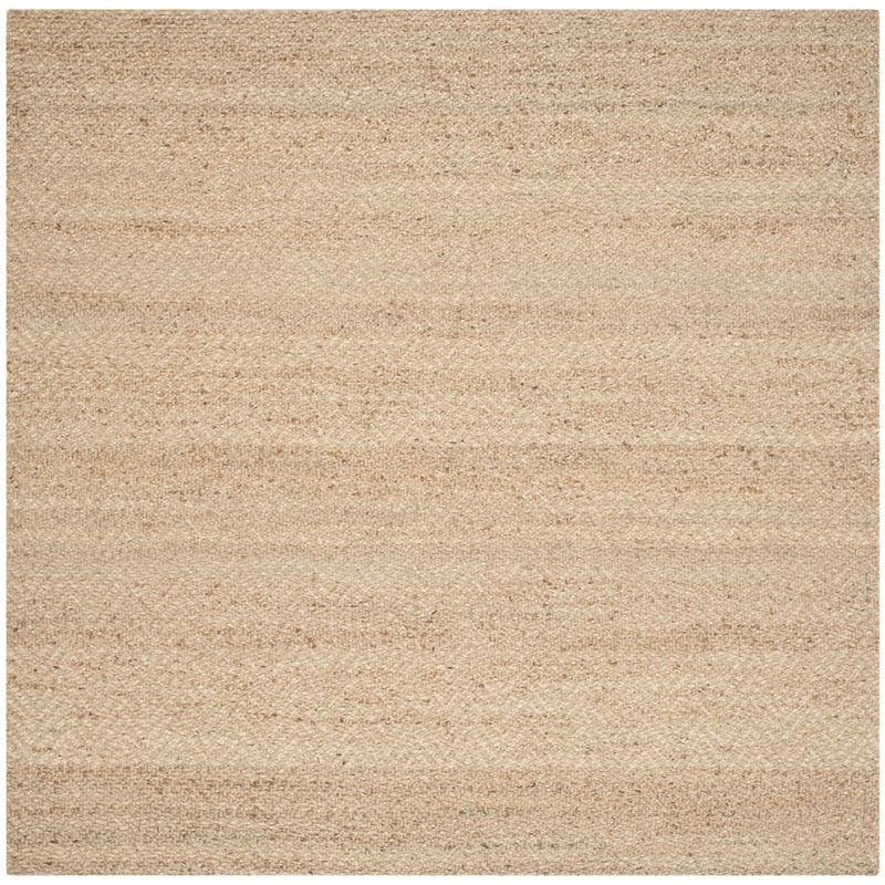 Borrego Natural Fiber Hand Woven Jute Chevron Rug, Square 5'