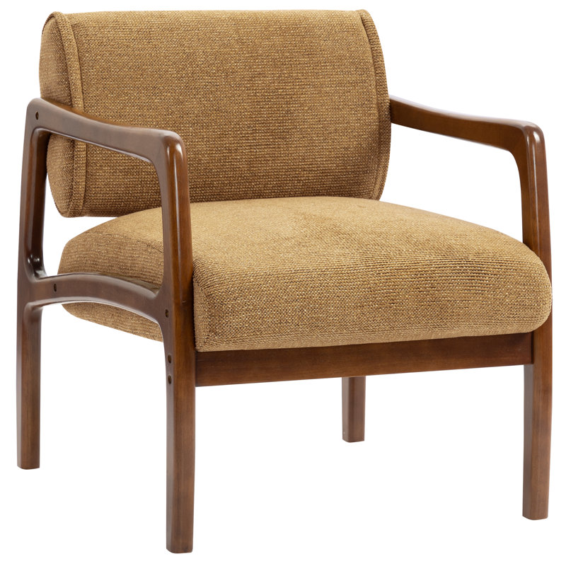 Chaise avec accoudoirs moderne en bois massif avec dossier réglable pivotant sur 360 °, Yellow