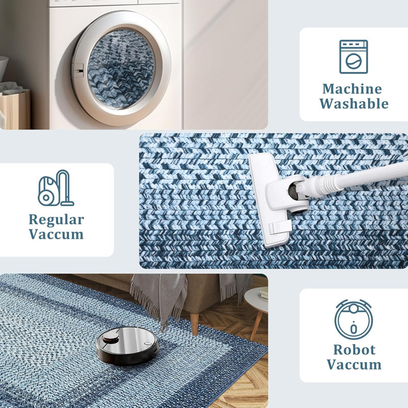 Rectangle Geometric Area Rug, Gray-Blue, 240*340cm