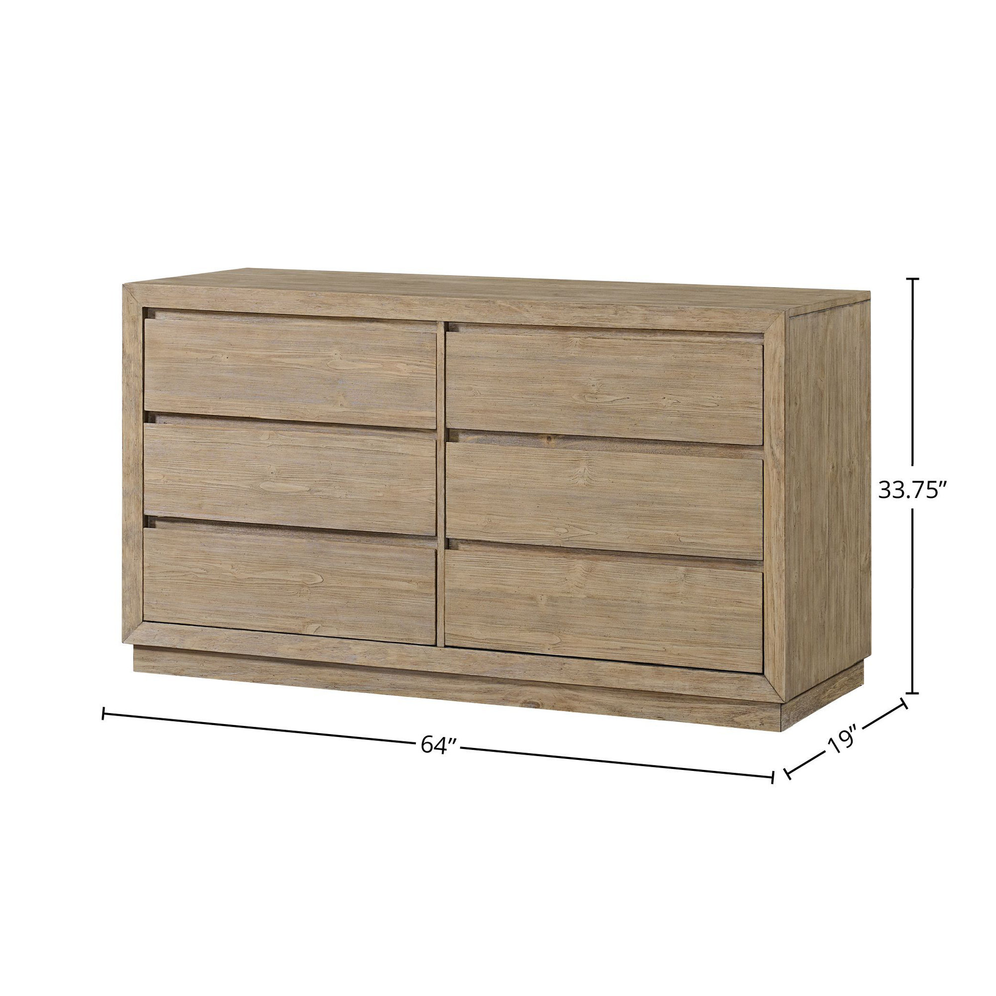 Albie 6-Drawer Pine Dresser, Sandstone