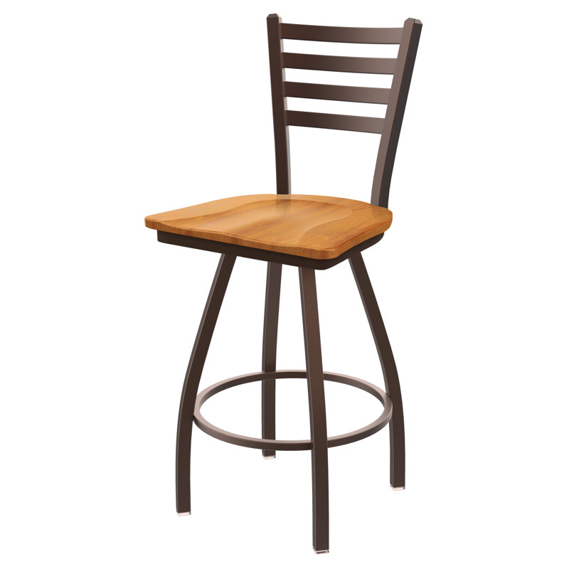 Tabouret de bar pivotant de 30" Evers, Érable moyen, Bronze, Tabouret de comptoir (siège d'une hauteur de 25 p