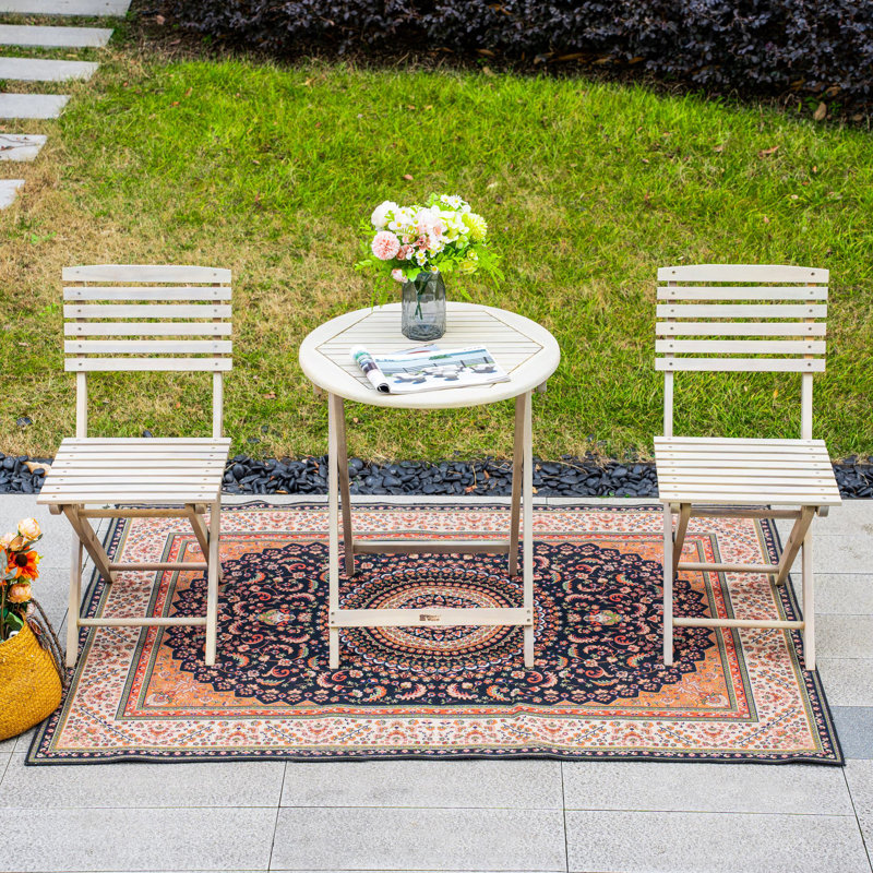 2 - Person Acacia Wood Patio Dining Set with Round Table
