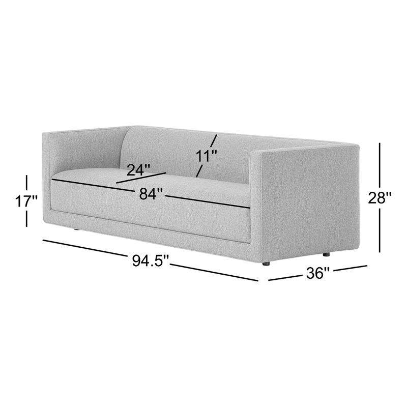 Phillip 94.5" Upholstered Sofa, Nomad Snow Crypton Top Grain Leather