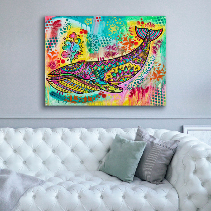 «Blue Whale» par Dean Russo, art mural sur toile, H 40 po x l 54 po x P 1,5 po