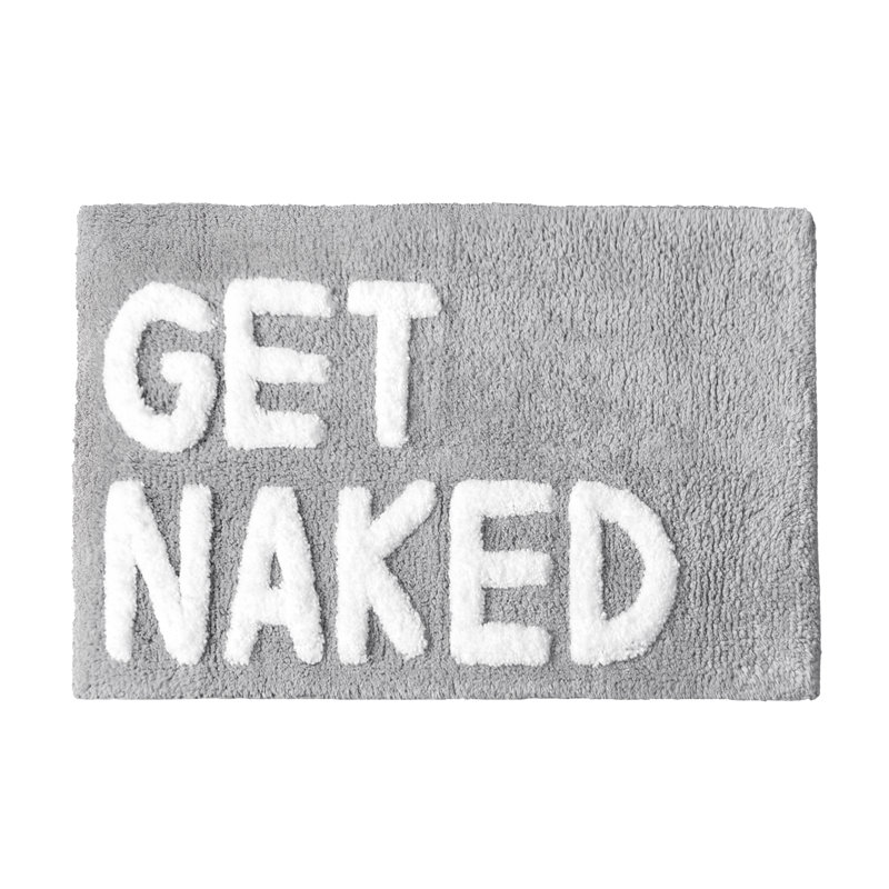 Casanova Slogan Get Naked Bath Mat, Grey/White