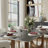 Modern Rectangular Sintered Stone Dining Table With Double Pedestal Base-554995517-554995491