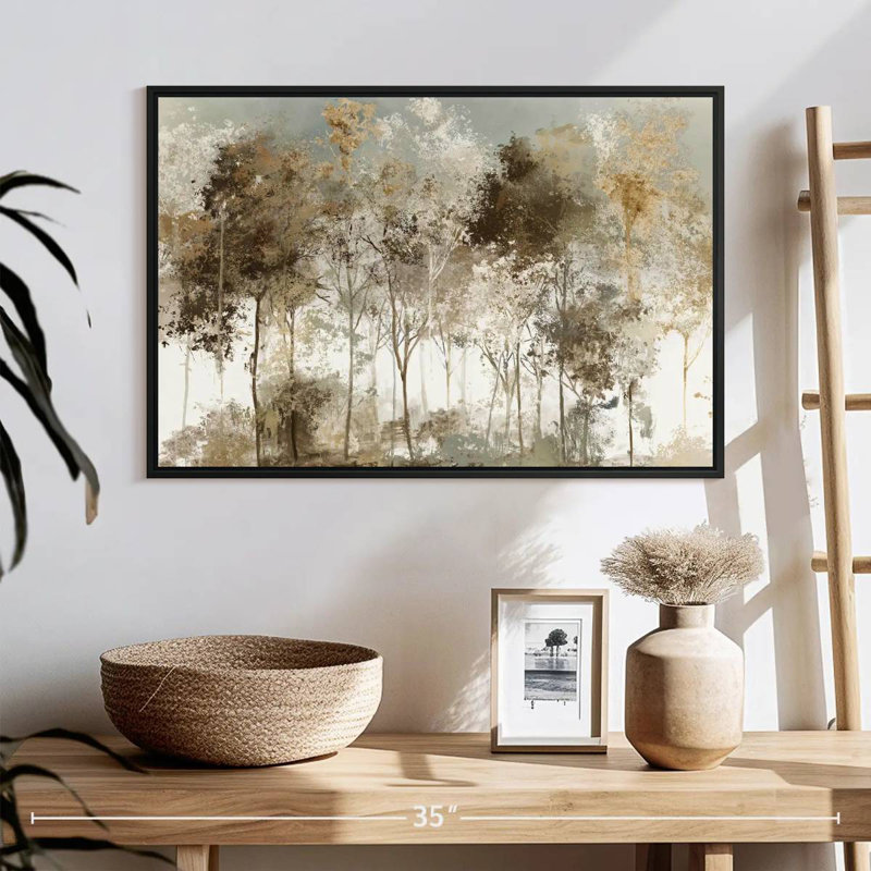 Forêt noire luxuriante, 25 po x 17 po, Cadre flottant noir