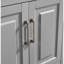 Meuble-lavabo moderne en bois gris avec deux lavabos, rangement spacieux et plateau en marbre