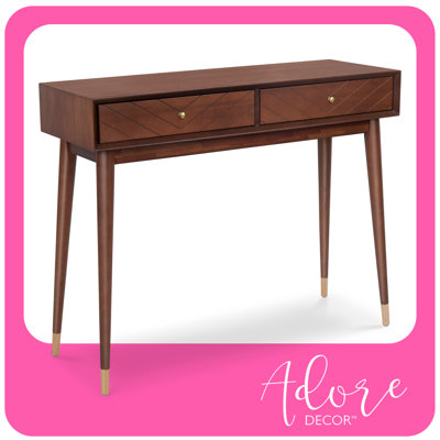Adore Decor Sutton Mid-Century Modern Console Table, Walnut Brown