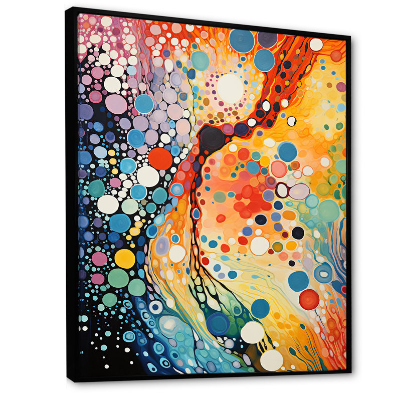 «Colorful Ink River Microscopic Fantasia 3 - Abstract Shapes», art mural, Cadre flottant noir, H 44 po x l 34 po x P 1,5 po