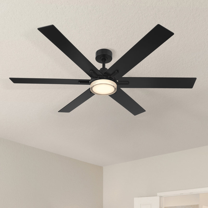Ventilateur de plafond à DEL noir mat intérieur / extérieur 60 po Chillion avec 5 options de contrôle à chaud et 7 options RVB, télécommande incluse
