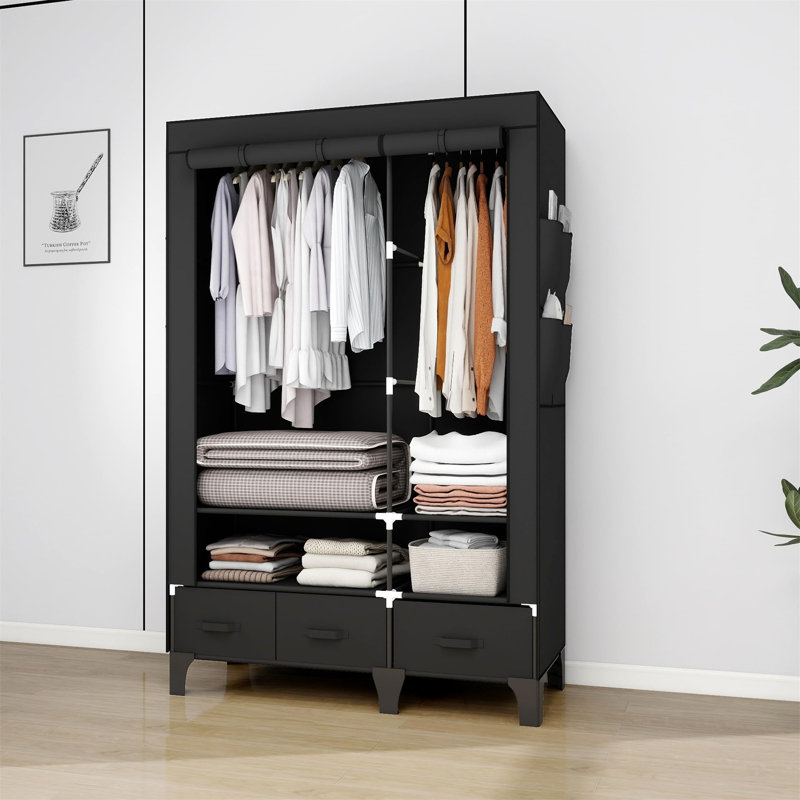 109cm Portable Wardrobe, Black