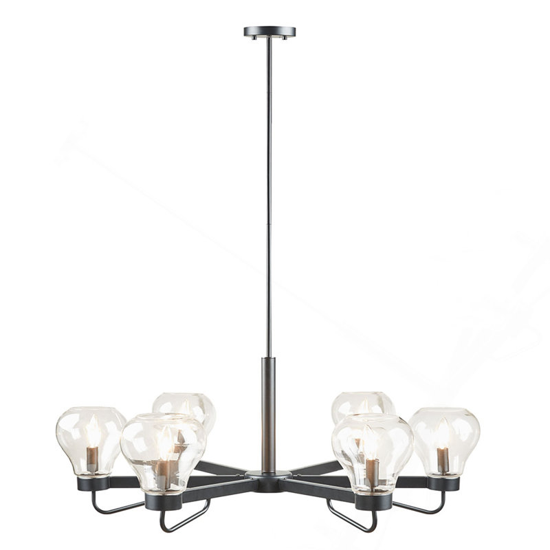 Lustre 6 lumières avec abat-jour en forme de bol