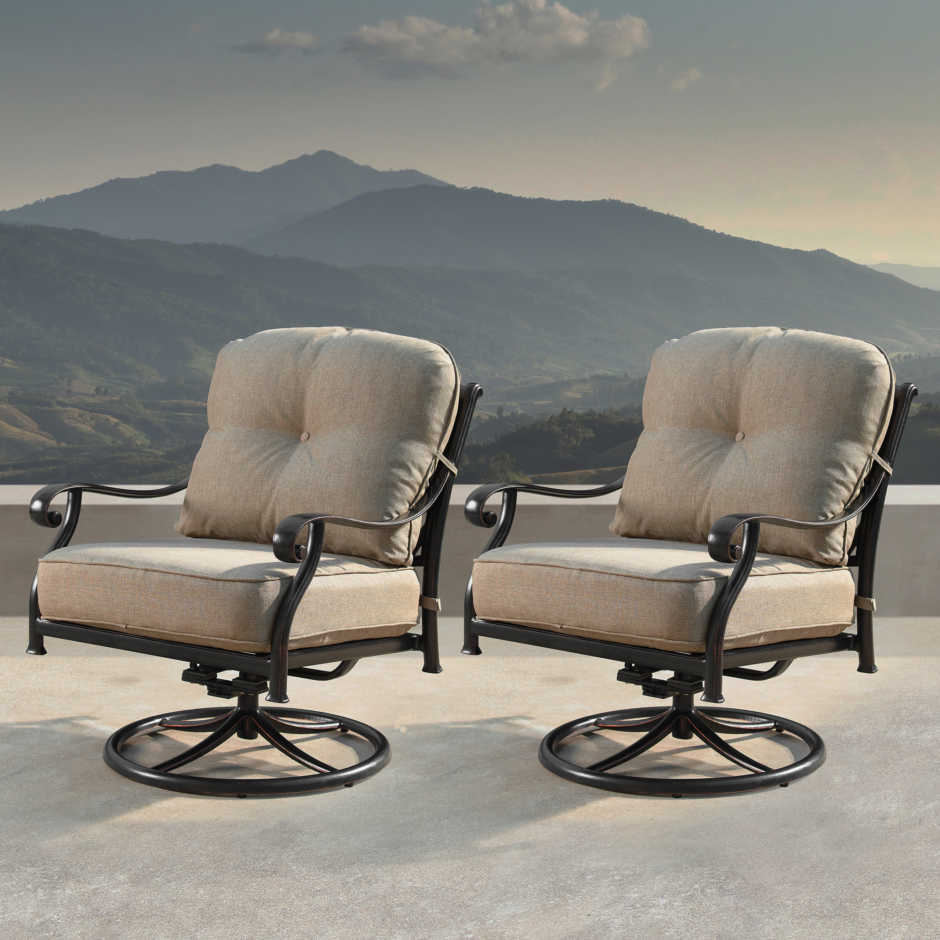 Cast aluminum store swivel patio chairs