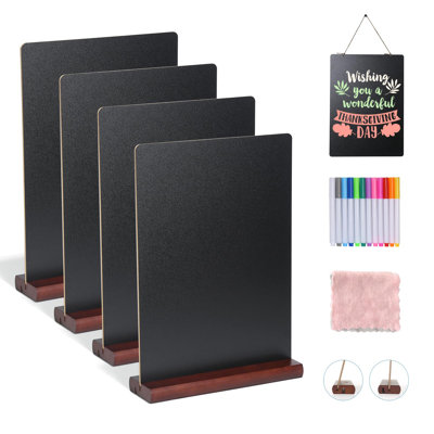 8 X 12 Inch Chalkboard Signs - Small Chalk Board With Wood Base, Erasable Message Board Double-Sided Writing Board Table Menu Board For Kitchen Wedding Bar And Restaurant Display (4 Packs)