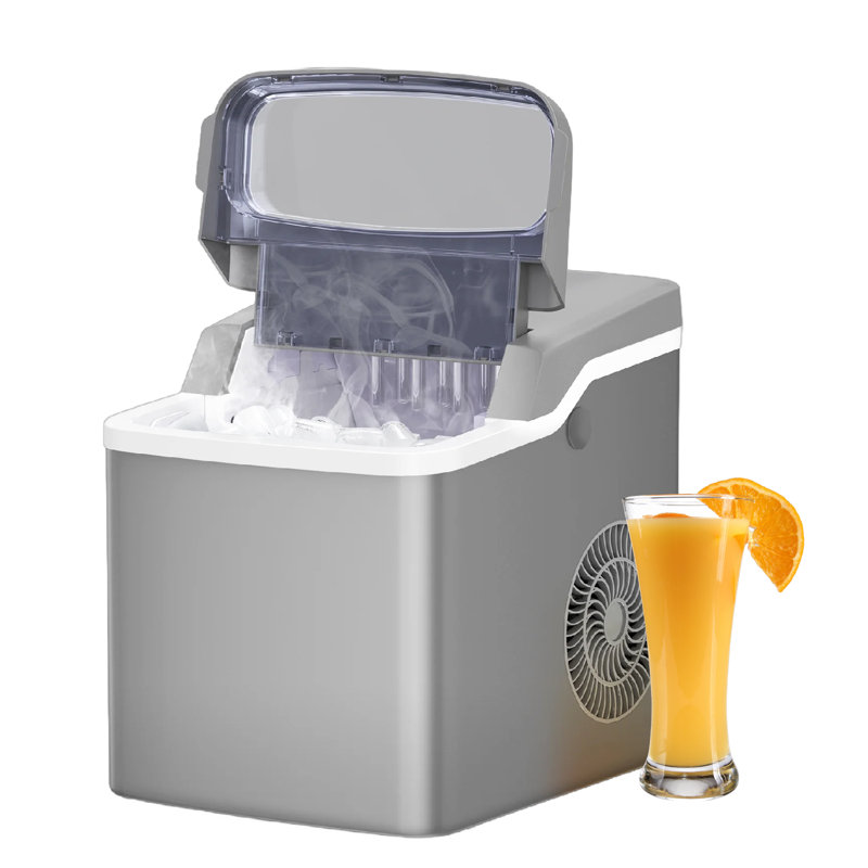 Cowsar 26 Lb. Daily Production Clear Ice Countertop Ice Maker, 2 Ice Cube Sizes Available, Automatic Cleaning, Gray