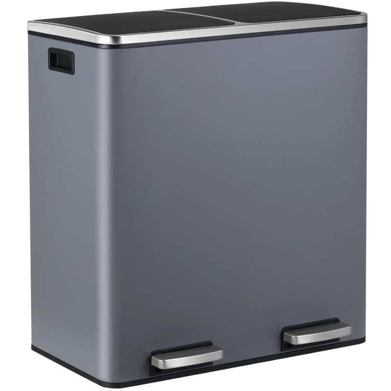 LFCR1020 Steel Step On Multi-Compartment Rubbish & Recycling Bin - 60L