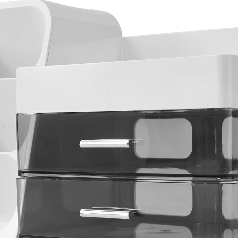 Plastic Makeup Organiser, White/Black