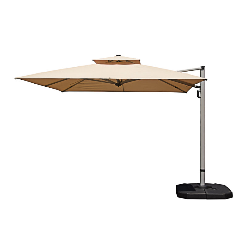 Parasol en aluminium en porte-à-faux inclinable avec poteau central, base non incluse, L 104,34 po x P 104,34 po, Beige