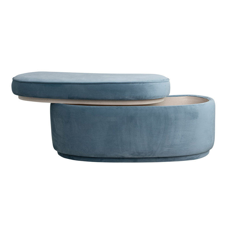 Banc courbé rembourré en velours avec rangement doublé