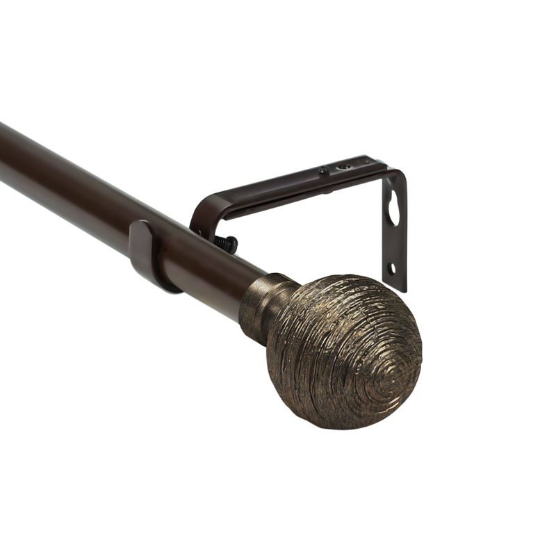 Tringle à rideaux simple réglable Divya, l 48 po x P 6,75 po, Bronze/Doré