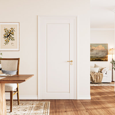 1 Panel Solid Core Wood White Primed Standard Door Interior Shaker Slab Door Without Hardware Kit 28'' x 80''