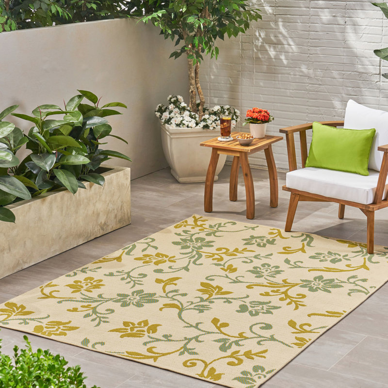 Rectangular Polypropylene Area Rug For Outdoor Calming 5'3" X 7 7' Space