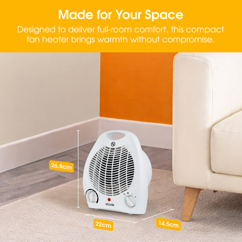 Abode 856 BTU Electric Compact Space Heater with Adjustable Thermostat