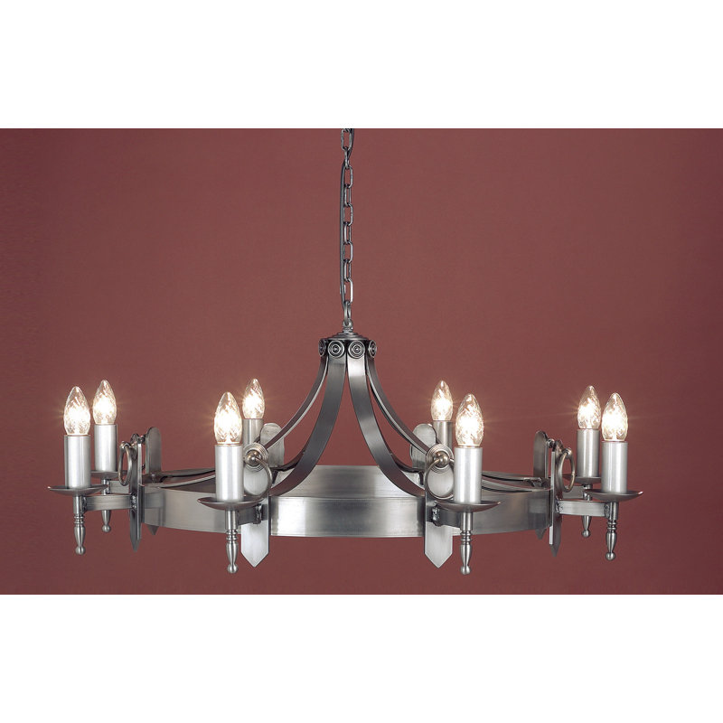 Grandfield 8 - Light Waggon Wheel Chandelier