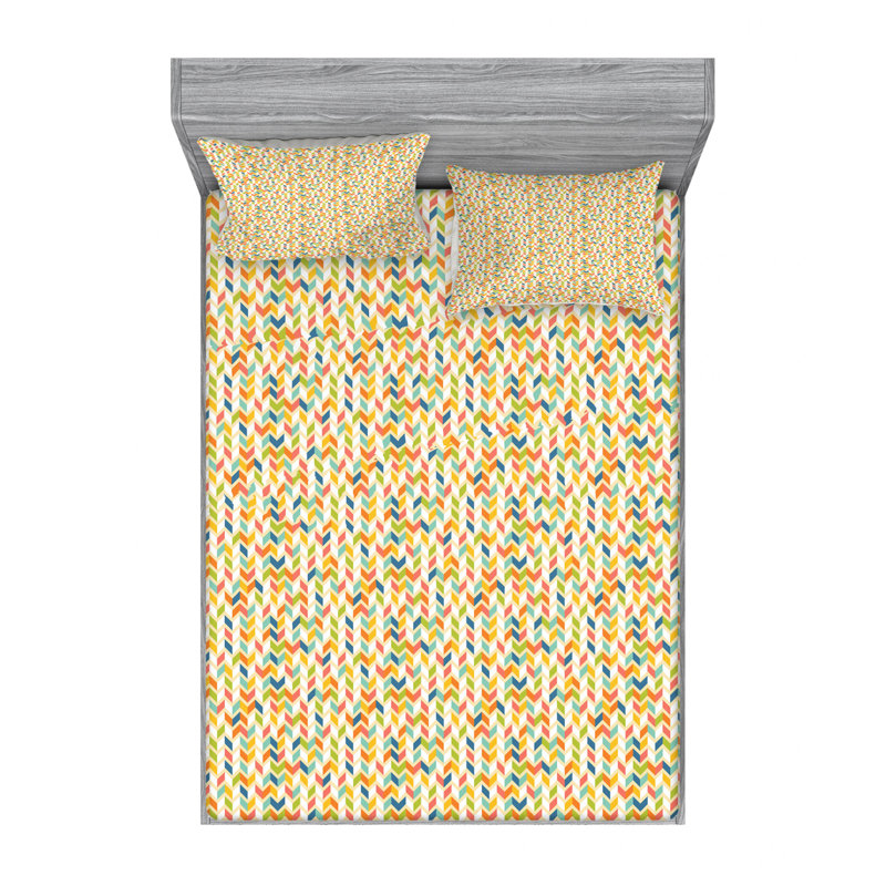 Microfiber Chevron Sheet Set, Full Sheet Set with Fitted Sheet