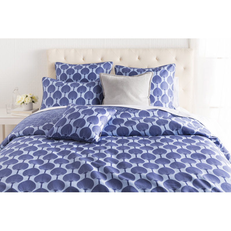 Kabuki Cotton Geometric Sham Set, Euro, Cobalt / Sky Blue