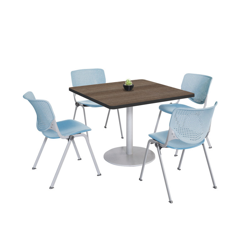 Ensemble de table de salle à manger et de chaise Kool Mode, Bleu ciel, H 29 po x L 42 po x l 42 po, Teck