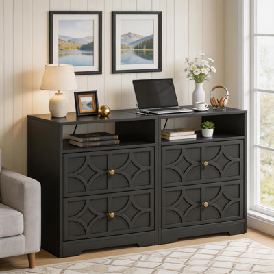 Large Nightstand Set With 2 Drawers And 1 USB Port, 2 Outlets and 1 Type-C Port