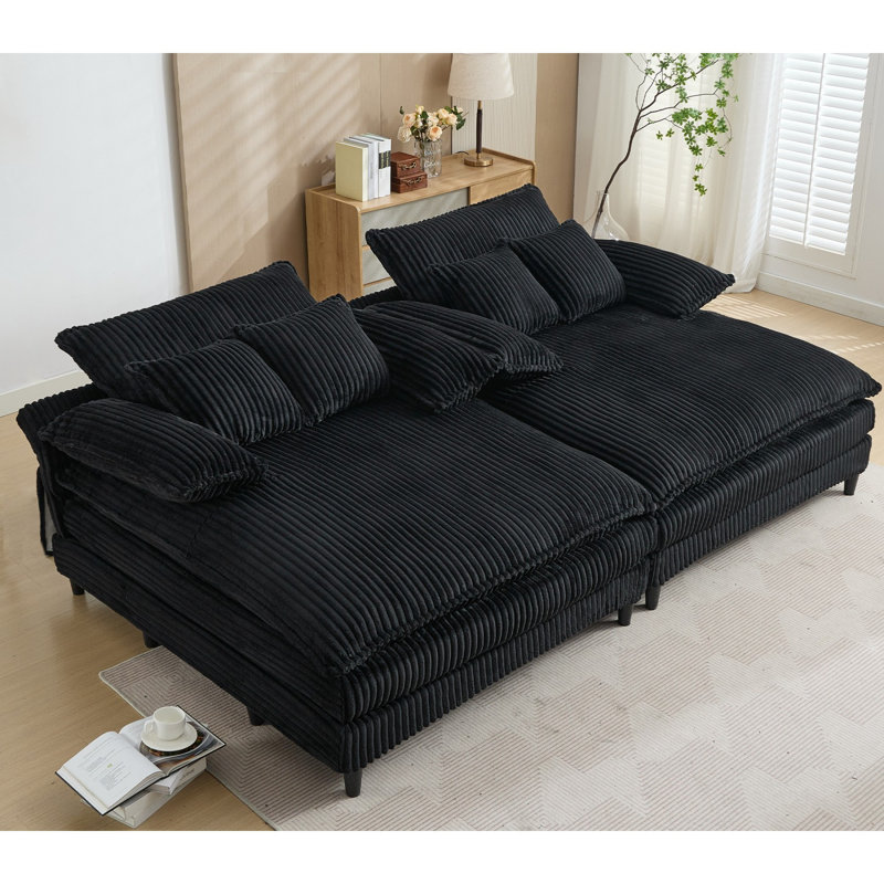 Méridienne surdimensionnée double l 109 po, Noir
