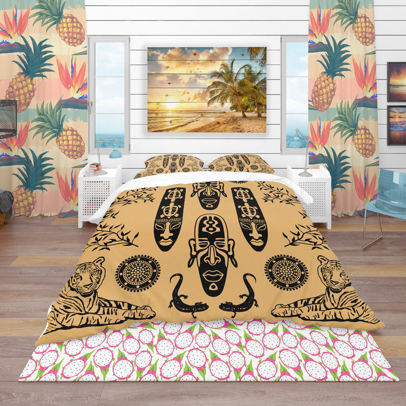 Ensemble de housse de couette africain, Housse de couette très grand + 2 taies décoratives