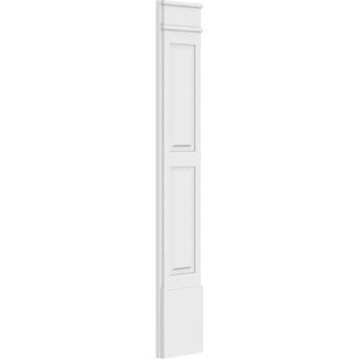 TruCraft Two Equal Raised Panel Pilaster w/ Decorative Capital & Base, 12"W x 48"H x 2"P Base Can Be Trimmed Up To 6 5/8", Architectural Grade PVC, Sold As Pair