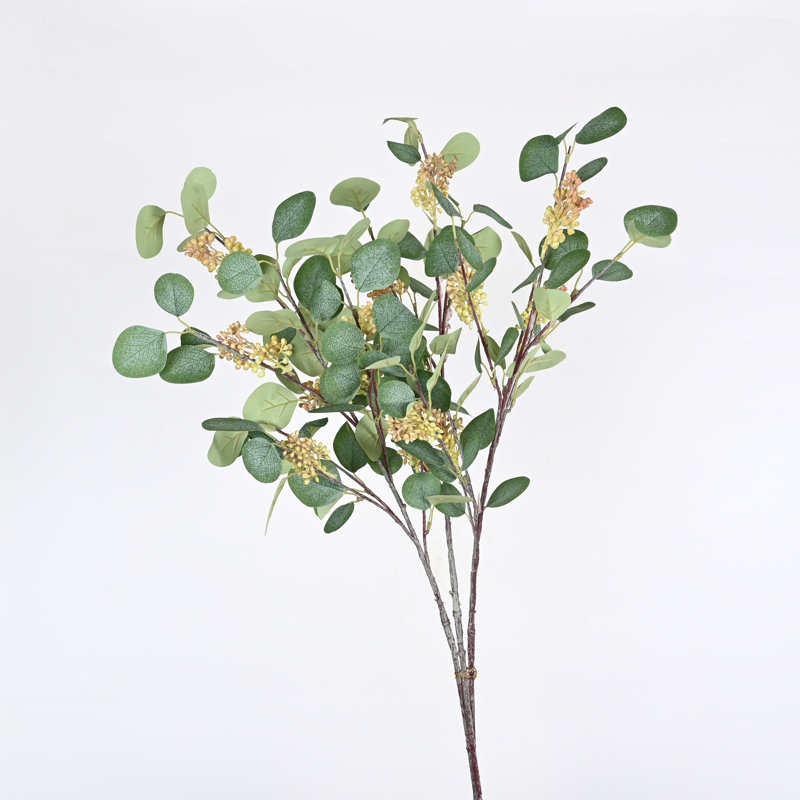 35" H Spring Summer Eucalyptus Blossoms Cluster Bush Stem For Vase Filler