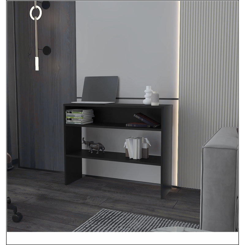 Black Console Table with Open Storage, Black