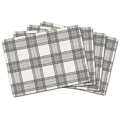 Wired Plaid Premium Decorative Hardboard Placemat 4 Pack