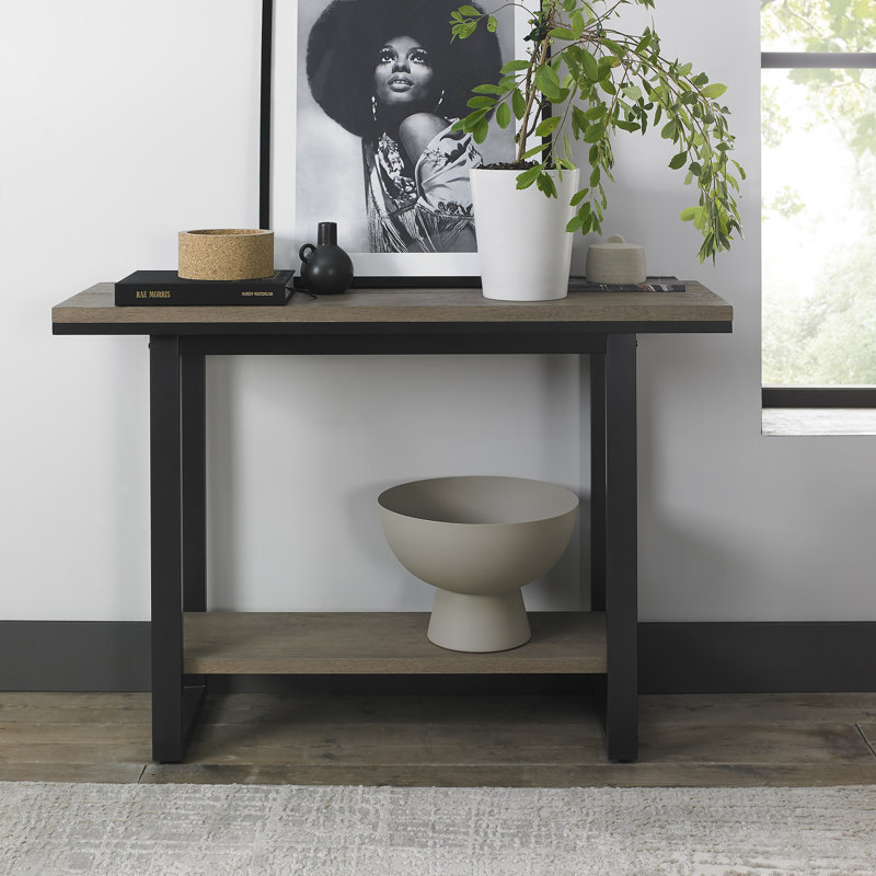 Bettye 112cm Console Table, Weathered Oak, Black