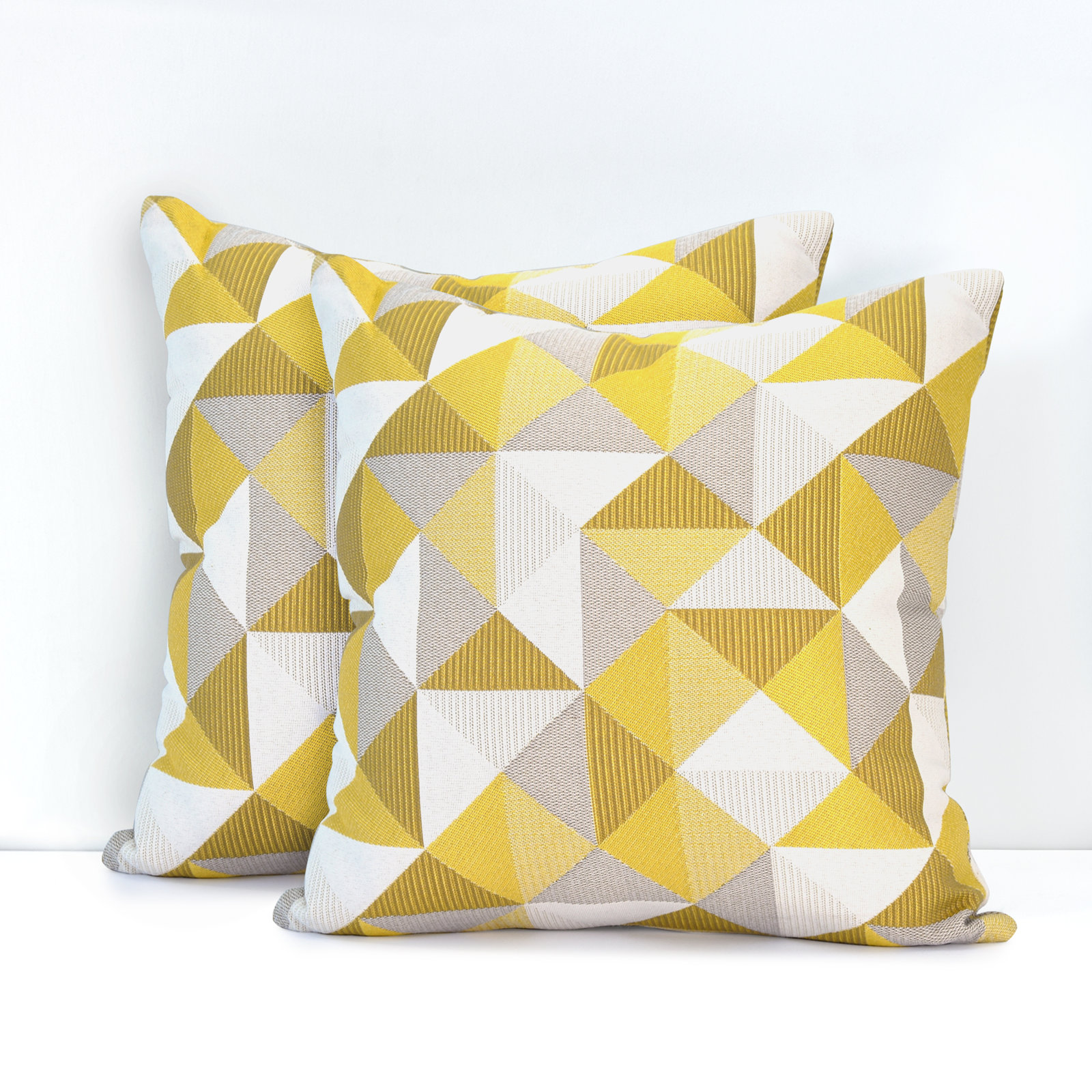 Pacifica Geometric Indoor/Outdoor Throw Pillow, Ruskin Yellow, 18" x 18"
