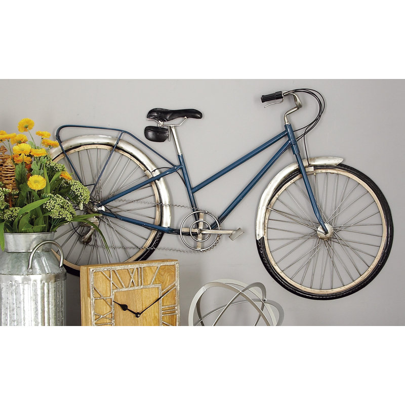 Décoration murale vélo en métal noir avec siège et poignées