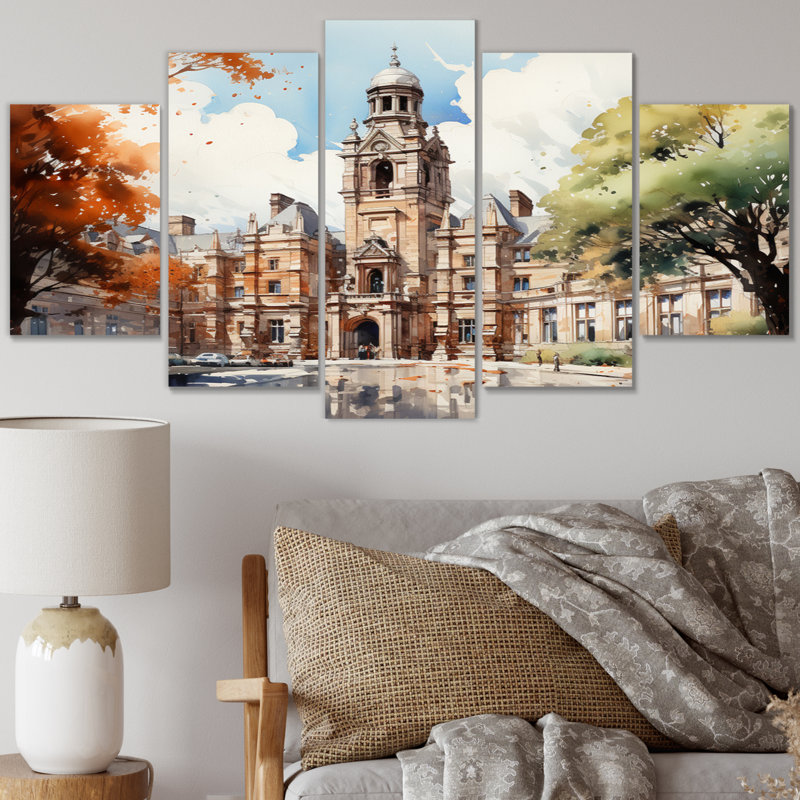 «Ireland Trinity College Dublin», reproduction d'art murale de l'Irlande - 5 panneaux