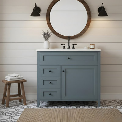 Meuble-lavabo de 36 pouces avec lavabo, 3 tiroirs et armoire