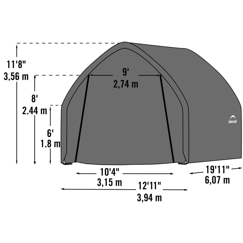 13' W x 20' D Garage