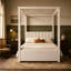 Lit plateforme à baldaquin avec gigogne et trois tiroirs de rangement, beige-2005490138-2003105564