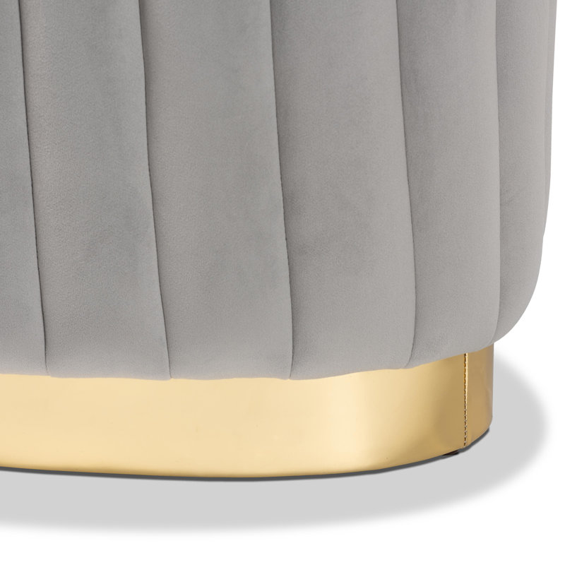 Velvet Ottoman, Gray Velvet
