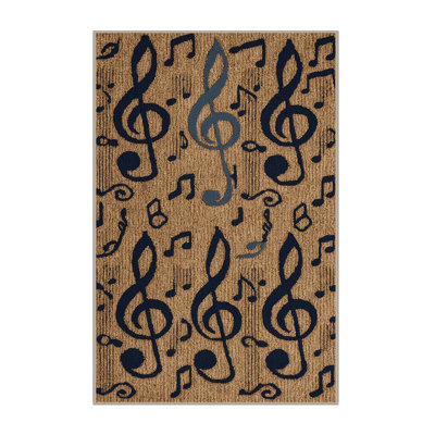  Washable Treble Clef and Bass Clef Designs Music Area Rug